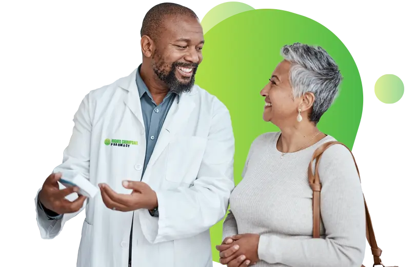 Pharmacist helping a patient through NHS Pharmacy First