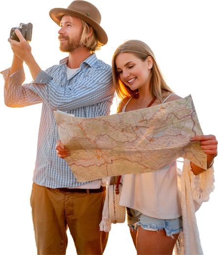 Couple planning a trip abroad