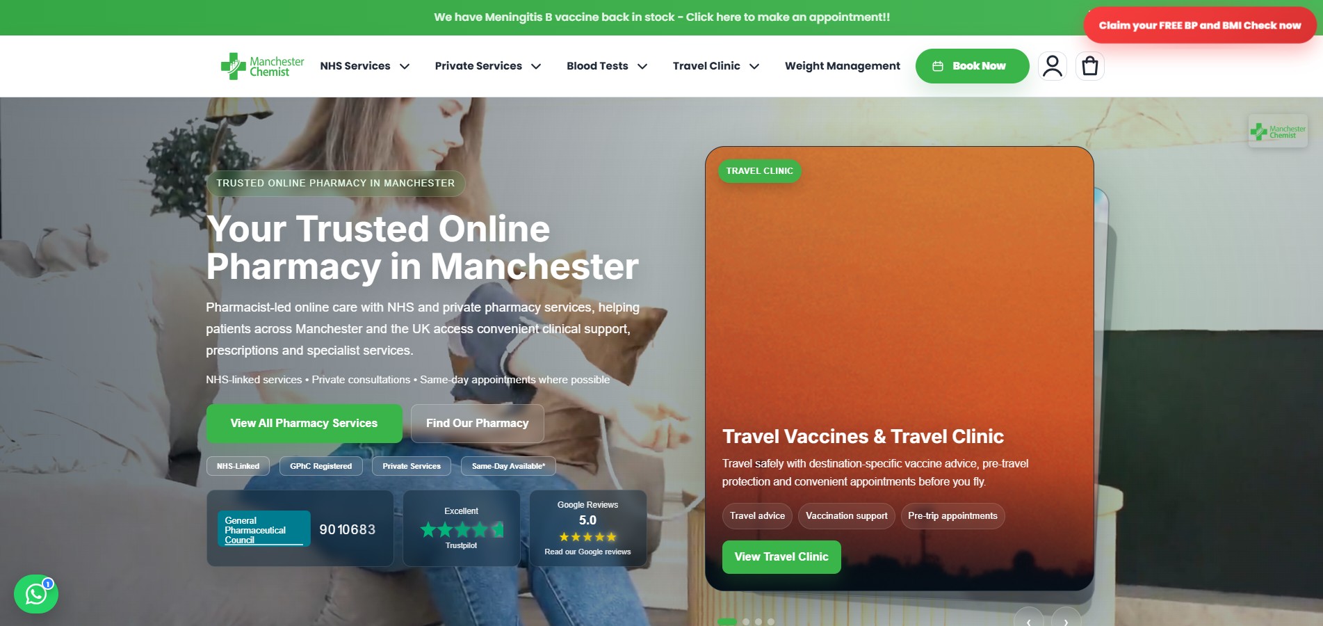 Manchester Chemist Pharmacy website