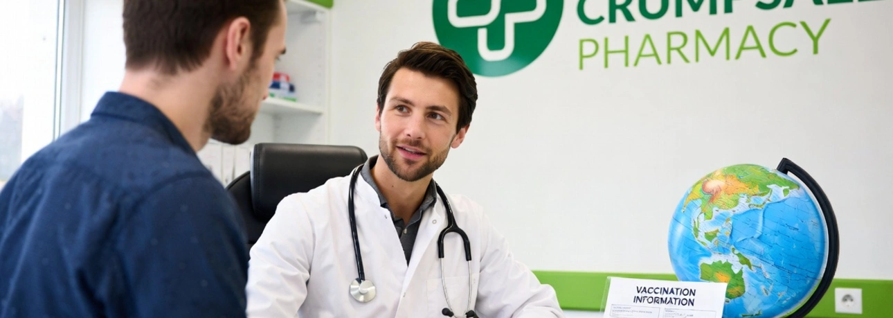Travel health consultation with vaccine advice at a Manchester pharmacy