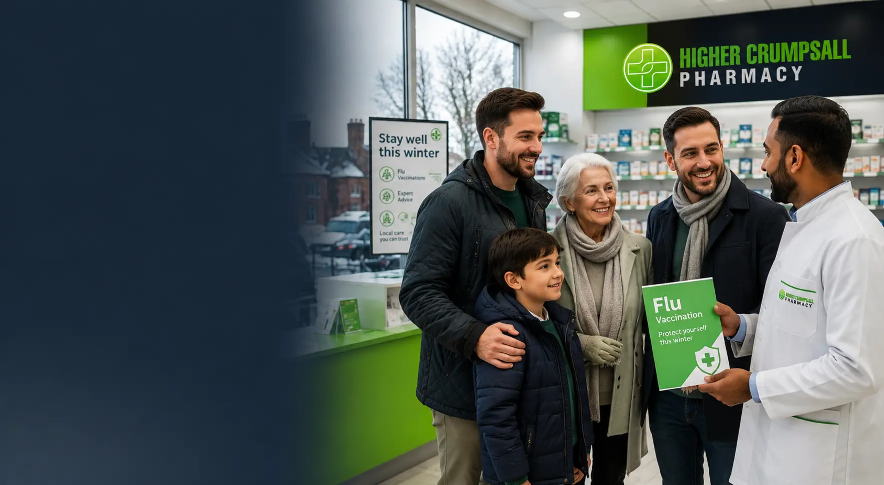 Flu vaccination support for families in Middleton Manchester before winter.